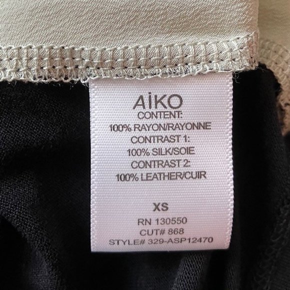 AIKO Black & White Top/Black leather back panel/Size XS - Picture 5 of 6